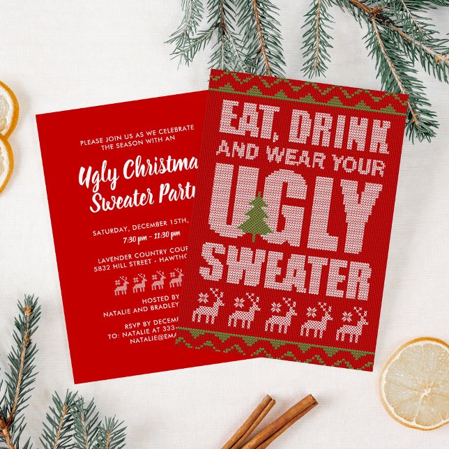 Billigt Ugly Sweater jul Party Inbjudningar (Skapare uppladdad)