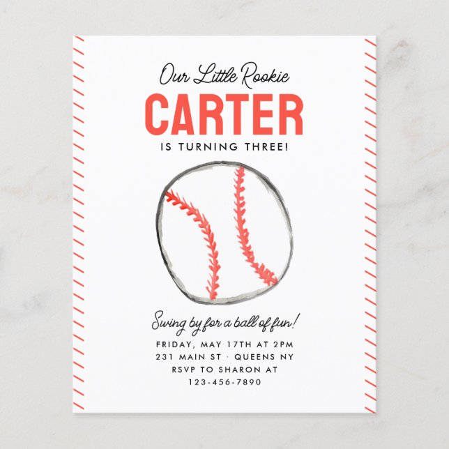 Billigt Vår lilla nybörjare Boll Baseball Birthday Flygblad (Framsidan)