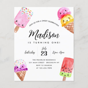 Billigt Vattenfärgspopsikel Kone Ice Cream Birthda Flygblad