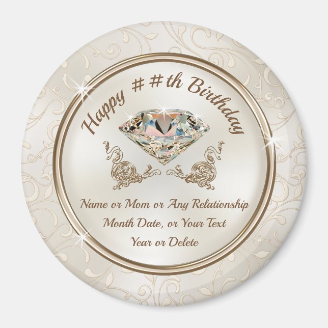 Billigtens Personlig, födelsedagsbidrag för kvinno Magnet (Framsidan)