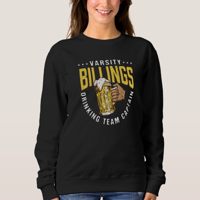 Billings Drinking Team kapten Beer Humor T Shirt (Framsida)