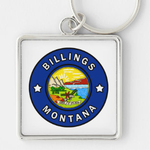 Billings Montana Fyrkantig Silverfärgad Nyckelring