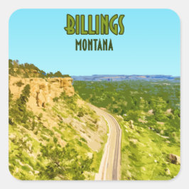 Billings Montana Rim Sten Vintage Fyrkantigt Klistermärke