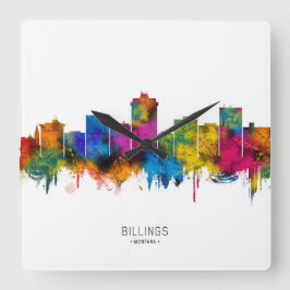 Billings Montana Skyline Fyrkantig Klocka
