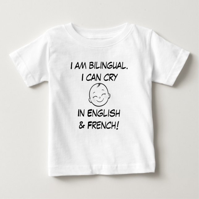Billingual Baby, Anpassningsbar Funny 1st Birthday T Shirt (Framsida)