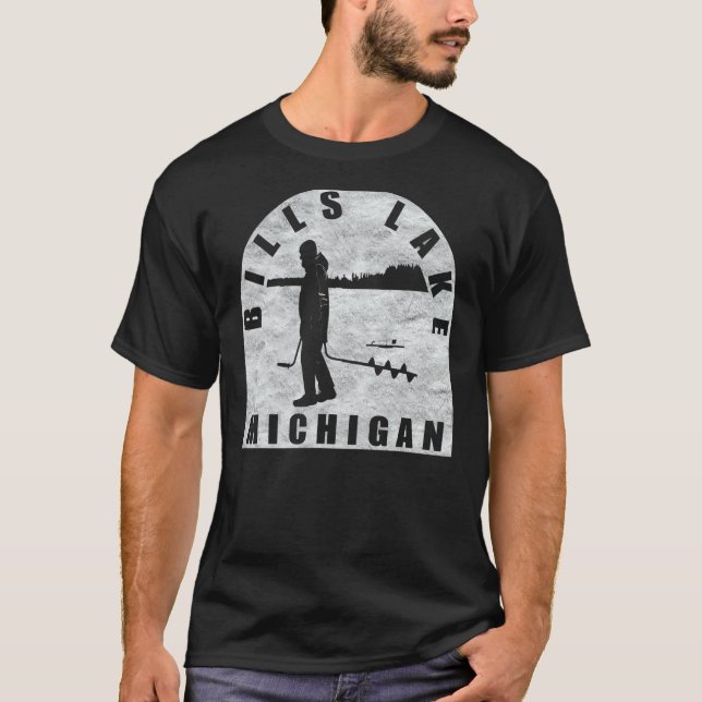 Bills Sjö Ice Fishing Michigan T Shirt (Framsida)