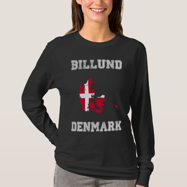 Billund Danmark Vintage Danmark Flagga Karta T Shirt (Framsida)