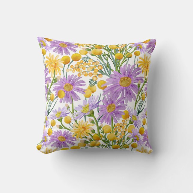 Billy Buttons and Daisy Blommigt Blooms Kudde (Framsida)