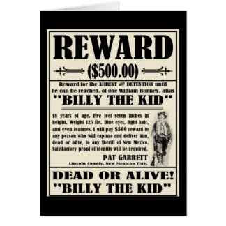 Billy den unge önskade affischen hälsningskort
