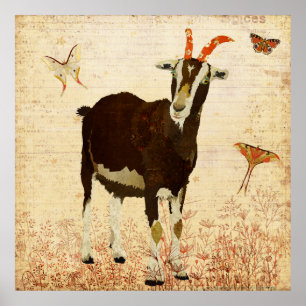 Billy Goat & Butterflies Poster