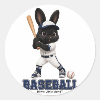 Billy Kaninen Baseboll Söt Idrottskanin Runt Klistermärke