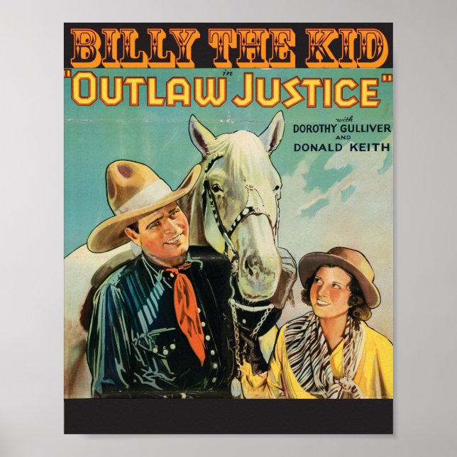 Billy Kid Outlaw 🌟 Justice Western Movie Poster (Framsidan)