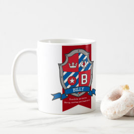 Billy namn betyder brev B fågelblå sköld Kaffemugg