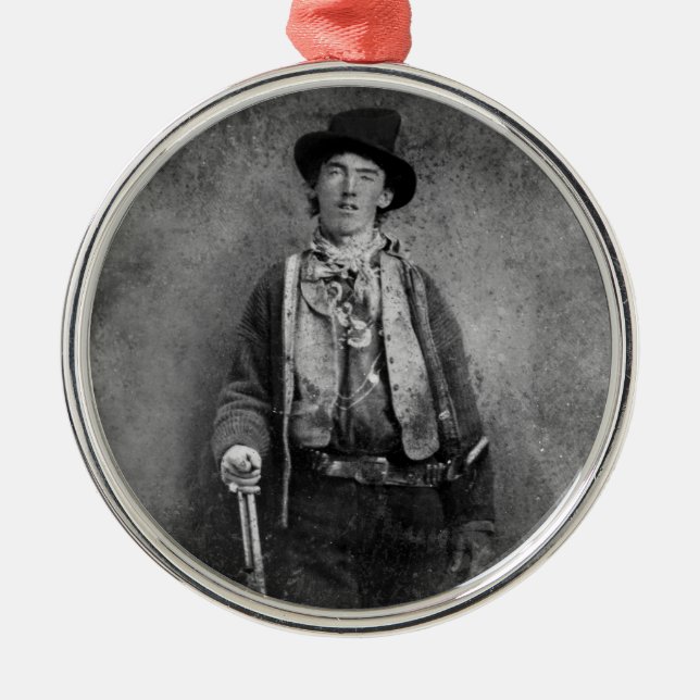 Billy The Kid, American Gammala västern Outlaw Julgransprydnad Metall (Framsidan)