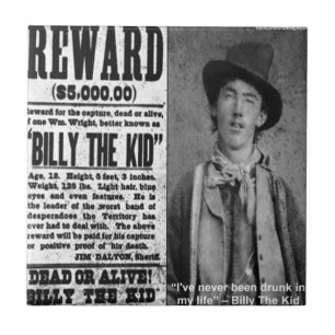 Billy The Kid Efterlyst Död Eller Levande Gåvor & Kakelplatta