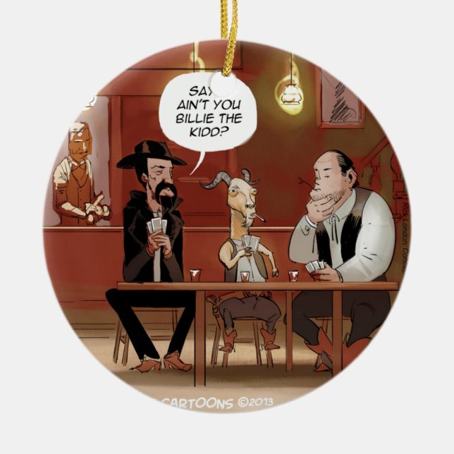 Billy The Kid? Funny Goat Tecknad Julgransprydnad Keramik (Framsidan)