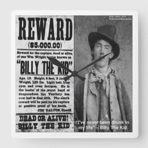 Billy The Kid ville Poster Wall Clock Fyrkantig Klocka