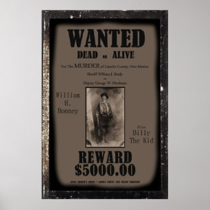 Billy The Kid Wanted Dead eller Alive Poster