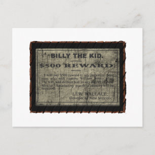 Billy The Kid Wanted Poster Vykort