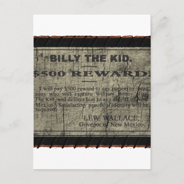Billy The Kid Wanted Poster Vykort (Framsida)