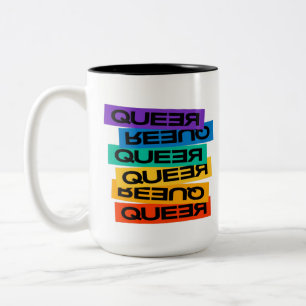 Bilmagnet. HBT+Pride. Köer. Två-Tonad Mugg