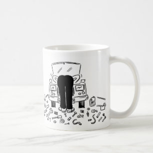 Bilmekaniska illustrationer på en kaffemugg