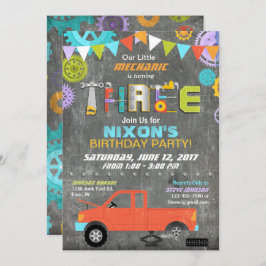 Bilmekaniska växlar Verktyg-chalkboard-födelsedag Inbjudningar