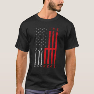 Bilmekaniska växlingslinje Amerikanska Flagga Drag T Shirt
