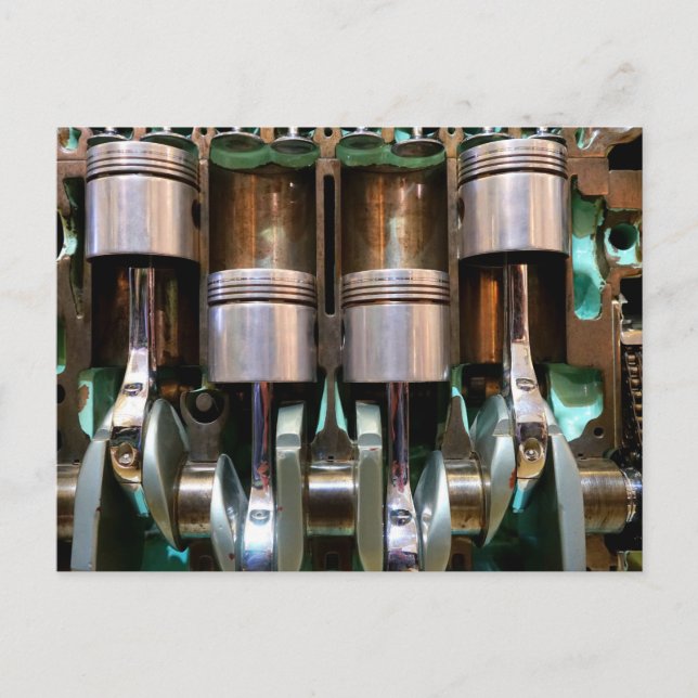 bilmotor kolvar vykort (Framsida)