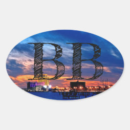 Biloxi Beach "BB" Oval Sticker Ovalt Klistermärke