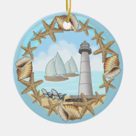 Biloxi Lighthouse keramisk prydnad Julgransprydnad Keramik