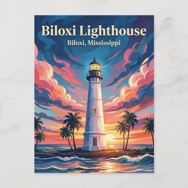 Biloxi Lighthouse Mississippi Vykort (Framsida)