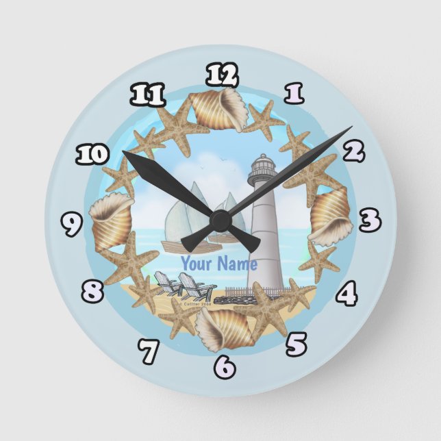 Biloxi Lighthouse Rund Klocka (Framsida)