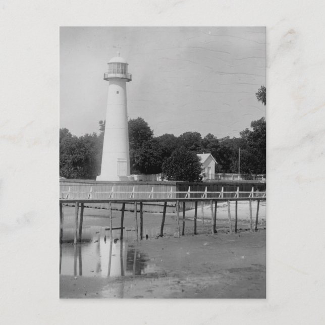 Biloxi Lighthouse Vintage Photo Vykort (Framsida)