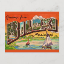 Biloxi Miss Hälsningar Vintage Postkort