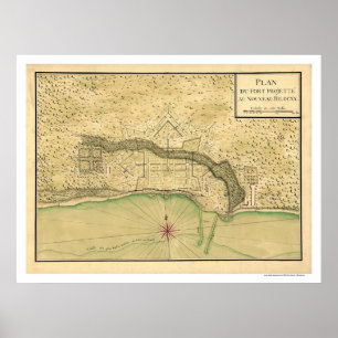 Biloxi Mississippi Fortification Karta 1721 Poster