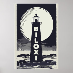 Biloxi Mississippi Lighthouse Måne Poster