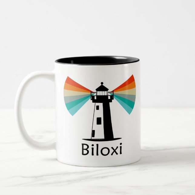Biloxi Mississippi Lighthouse Rainbow Två-Tonad Mugg (Vänster)
