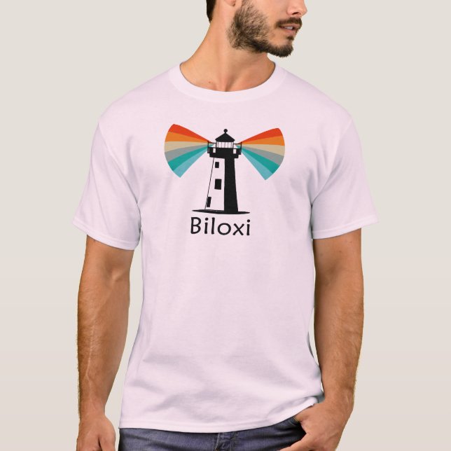 Biloxi Mississippi Lighthouse Regnbåge T Shirt (Framsida)