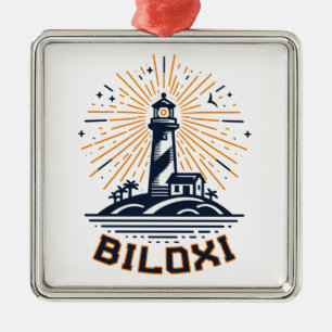 Biloxi Mississippi Lighthouse Soluppgång Julgransprydnad Metall