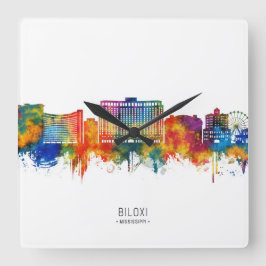 Biloxi Mississippi Siluett Fyrkantig Klocka