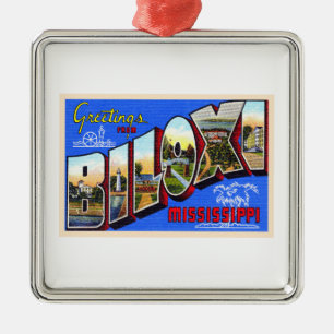 Biloxi Mississippi Vintage Large Brev vykort Julgransprydnad Metall