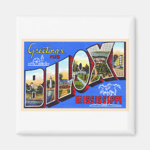 Biloxi Mississippi Vintage Large Brev vykort Magnet