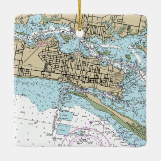 Biloxi MS Nautical Diagram Julgransprydnad Keramik