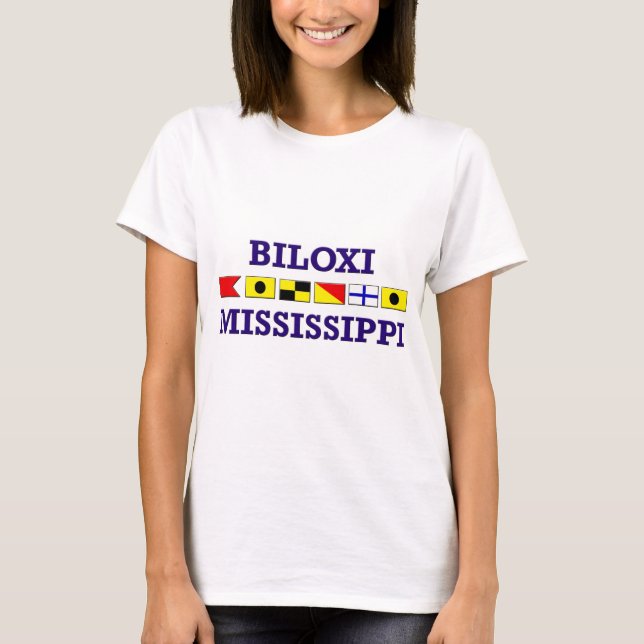 Biloxi Nautical Flaggor Shirt Tee Shirt (Framsida)
