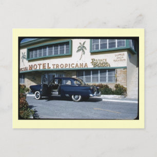 Bilparkerad i Front Motel, Miami Beach-Vintagen Vykort