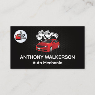 Bilpistons Reparera Logotyp automatiskt Visitkort