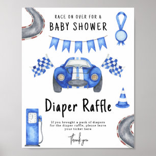 Bilrace baby shower blöja lotteri spel poster