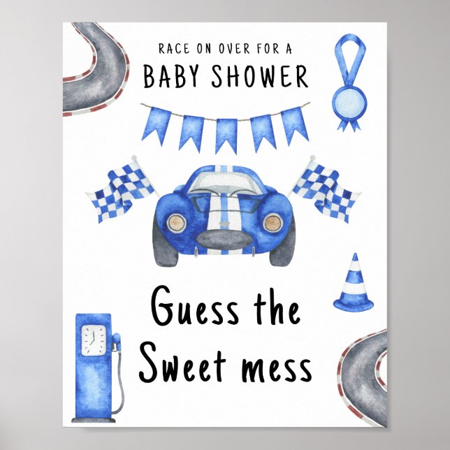 Bilrace baby shower Gissa den söta röjan Poster (Framsidan)