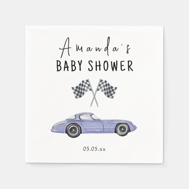 Bilrace Baby Shower Pappersservett (Framsidan)